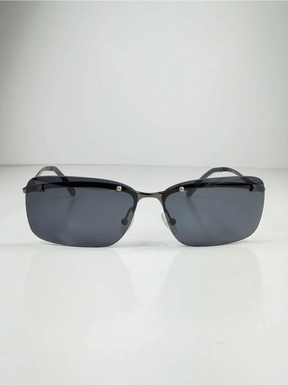 Deadstock Celine Triomphe Rimless Sunglasses SC 1007 568 Full Set Y2K Gunmetal